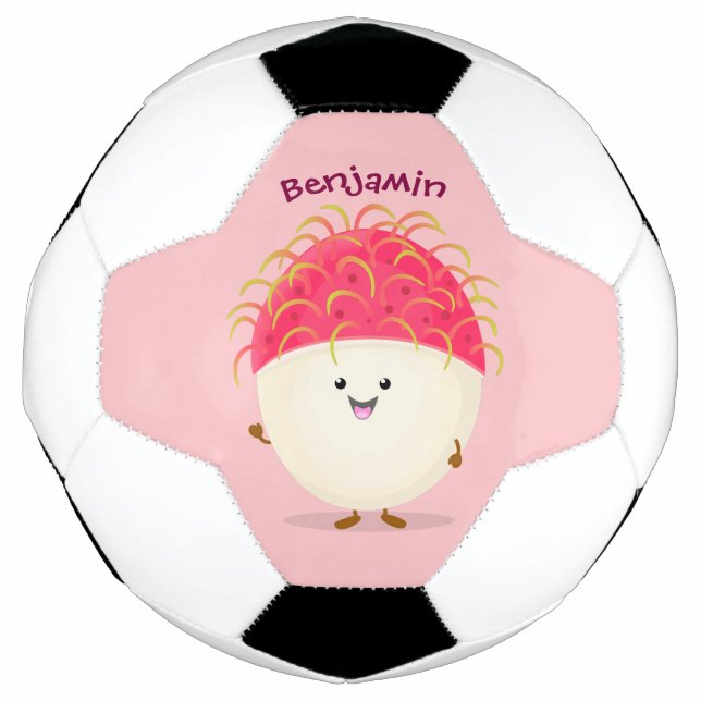 Ballon De Foot Illustration mignon du ramboutan rose (Devant)