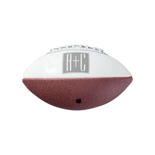 Ballon De Foot Initiales de couple modifiables | Blanc et gris (Tourné à 270°)