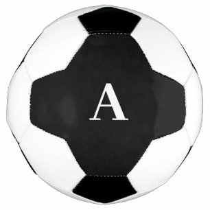 Ballon De Foot Initiales Monogrammes Noir Blanc Nom personnalisé 