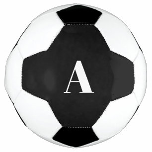 Ballon De Foot Initiales Monogrammes Nom personnalisé Noir Blanc 