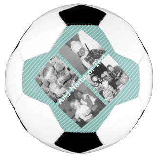 Ballon De Foot Instagram Photo Collage 4 images - bandes bleues