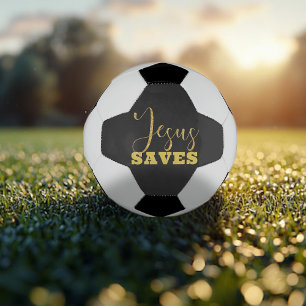 Ballon De Foot Jésus Sauve Paillettes Jaune Or