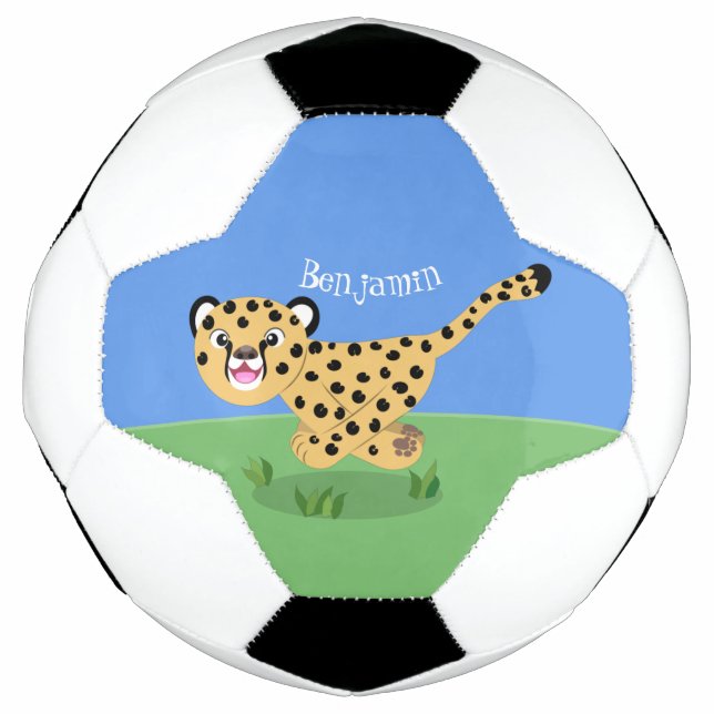 Ballon De Foot Joli bébé guépard en cours de dessin animé illustr (Devant)