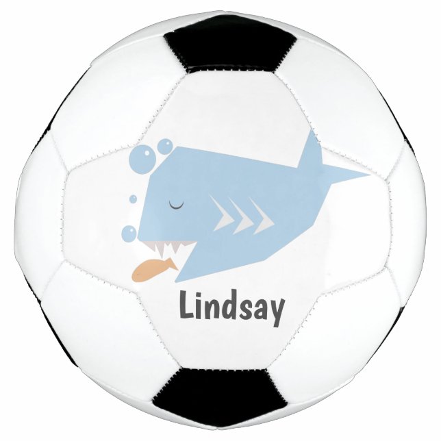 Ballon De Foot Joli requin bleu Monogramme Nom Bal de Football (Devant)