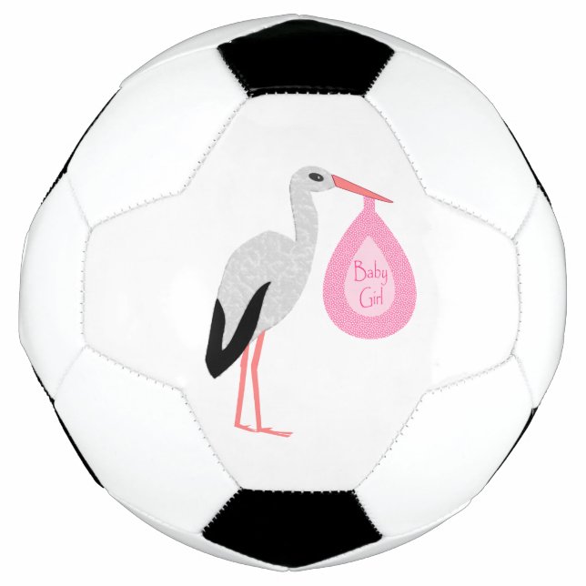 Ballon De Foot Jolie chatte rose bébé fille Stork (Devant)