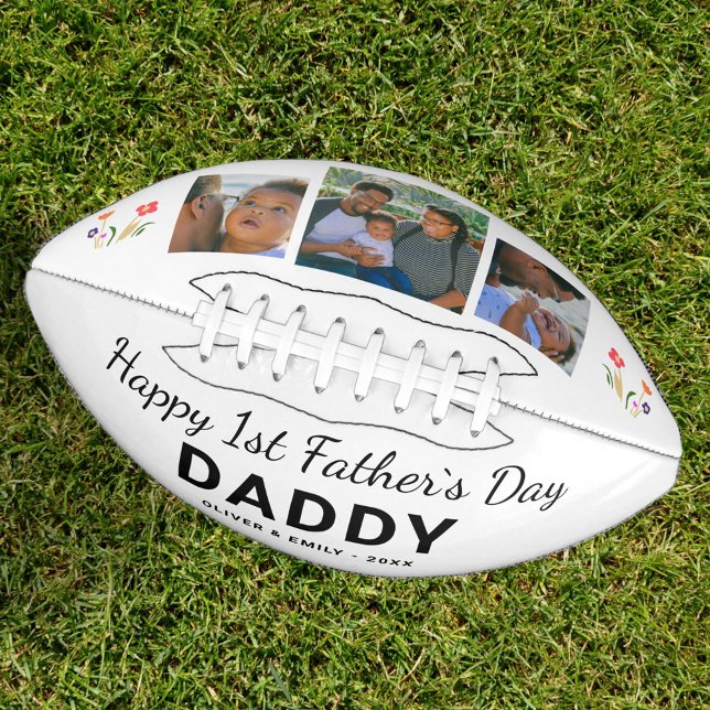 Ballon De Foot Joyeux 1er jour du Père Papa Keepsaké 3 Photo (Créateur téléchargé)