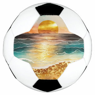 Ballon De Foot La série de plage à l'aquarelle Design 3