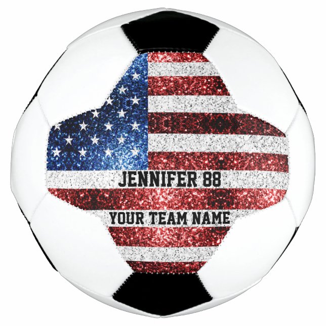 Ballon De Foot Le drapeau américain brille le nom personnalisé et (Devant)
