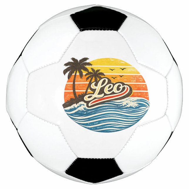Ballon De Foot Leo Retro Sunset Name Design (Devant)