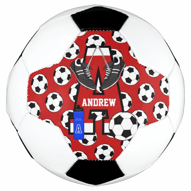 Ballon De Foot Lettre A Monogramme de soccer personnalisée (Devant)