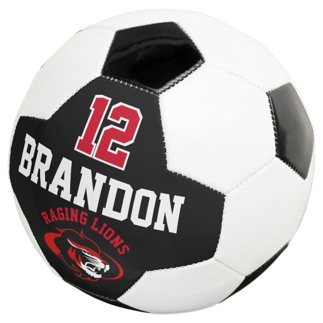 Ballon De Foot Logo Team Soccer - Rouge, Noir et Blanc (3/4)