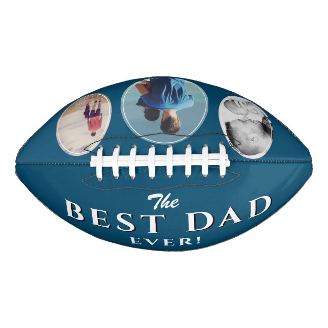 Ballon De Foot Meilleur papa Jamais Bleu Père 3 Photo Collage (Devant)