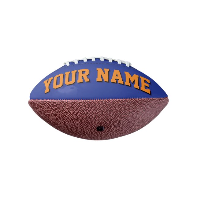 Ballon De Foot Mini BLEUE ET ORANGE Football Personnalisé (Tourné à 270°)