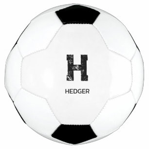 BALLON DE FOOT MINIMALISTE NOIR UNE LETTRE MONOGRAMME NOM BLANC