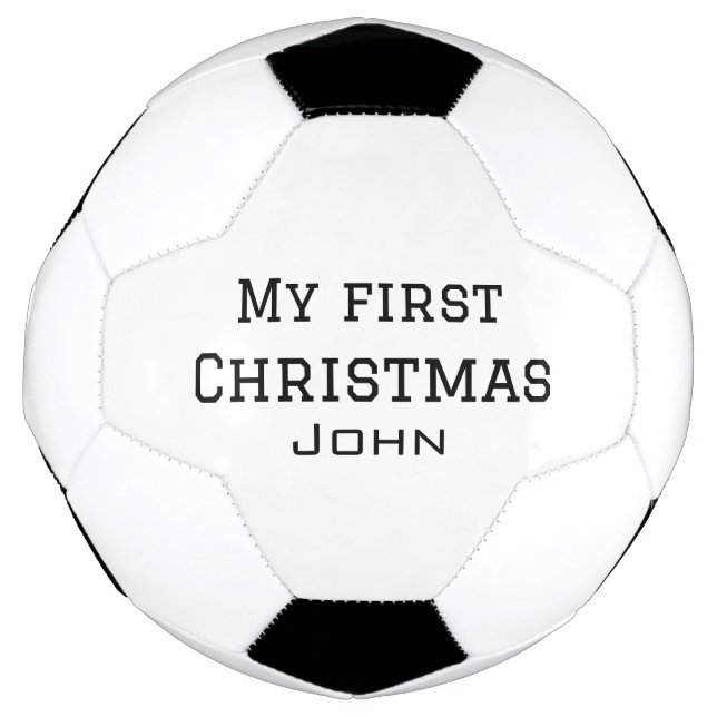Ballon De Foot Mon premier Noël ajouter nom masculin hommes texte (Devant)