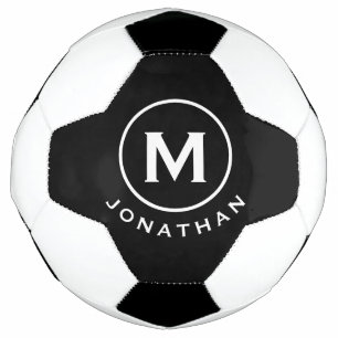Ballon De Foot Monogramme classique minimal noir blanc