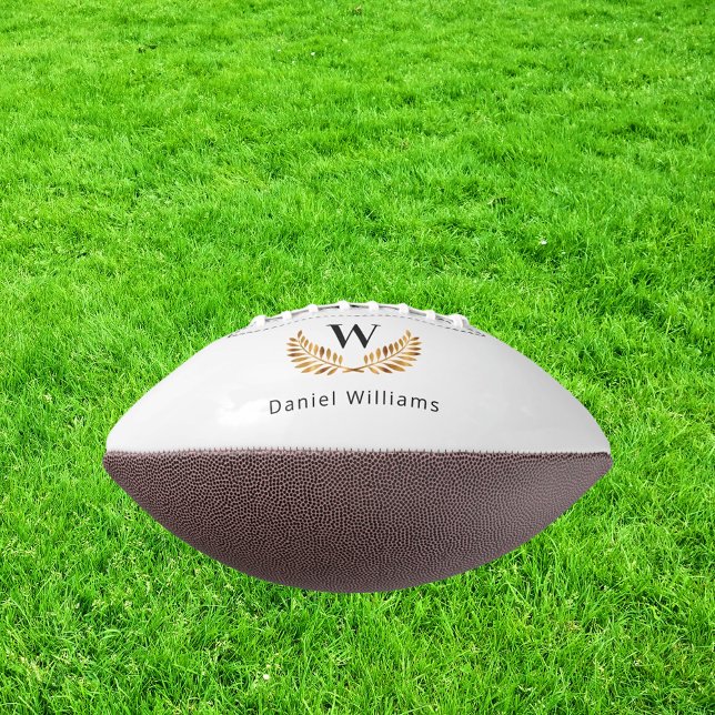Ballon De Foot Monogramme de couronne de laurier or blanc (Créateur téléchargé)