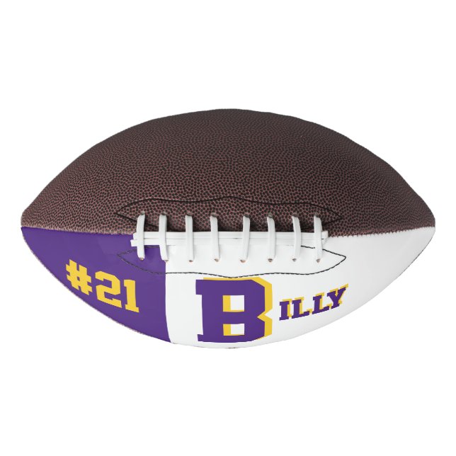 Ballon De Foot Monogramme de football violet et or (Devant)