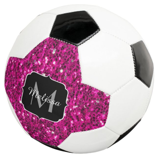 Ballon De Foot Monogramme de parties scintillant étincelante rose (3/4)