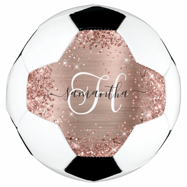 Ballon De Foot Monogramme doré Rose Glitter (Devant)