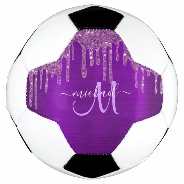Ballon De Foot Monogramme en métal brosse à Parties scintillant à (Devant)