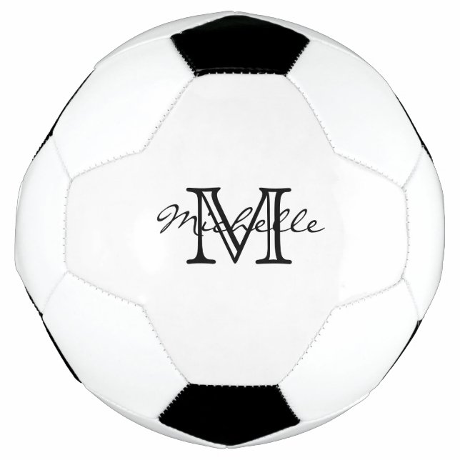 Ballon De Foot Monogramme minimaliste noir blanc moderne élégant (Devant)