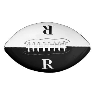 Ballon De Foot Monogramme Moderne Noir et Blanc