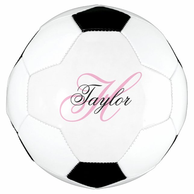 Ballon De Foot Monogramme noir et rose (Devant)