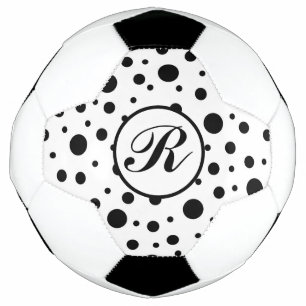 Ballon De Foot Monogramme noir sur blanc Polka Motif point