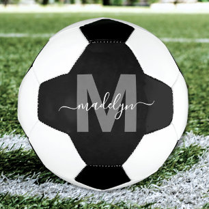 Ballon De Foot Monogramme Nom Noir Blanc