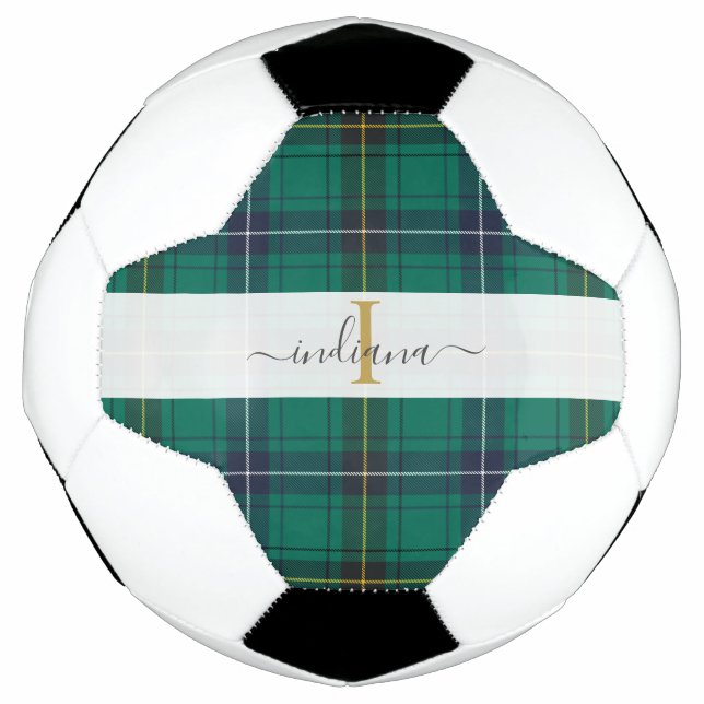 Ballon De Foot Monogramme Russe Plaid Nom du script Tartan (Devant)