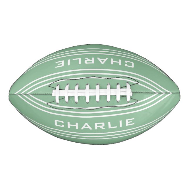 Ballon De Foot Moss Green Stripes football monogramme personnalis (Devant)