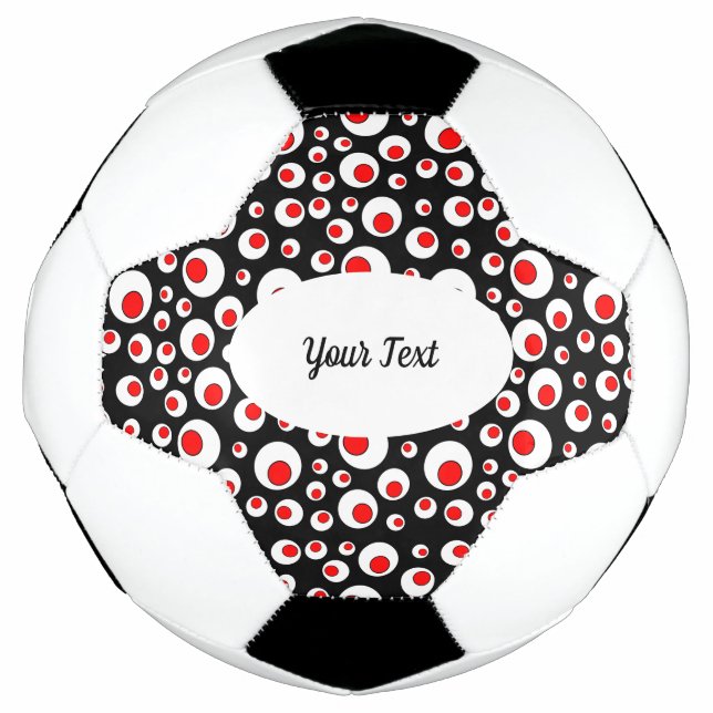 Ballon De Foot Motif Abstrait vibrant de Balls Rouge Blanc Noir (Devant)