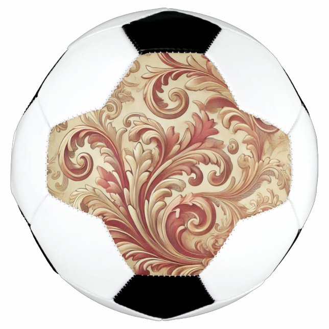 Ballon De Foot Motif doux rouge et or Damask (Devant)
