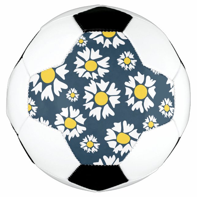 Ballon De Foot Motif marguerrier, motif floral, marguerites blanc (Devant)