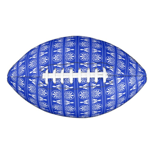 Ballon De Foot Motif Méditerranéen Arabesque Grec Bleu (Devant)