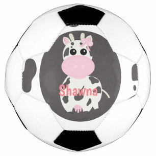 Ballon De Foot Motif rose Vache mignon Monogramme Nom Bal de Foot