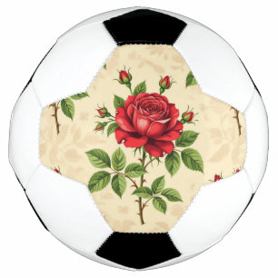 Ballon De Foot Motif vintage de rose rouge