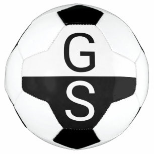 Ballon De Foot Noir et blanc Initiales modernes Monogramme