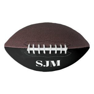Ballon De Foot Noir personnalisé Nom initial monogramme personnal