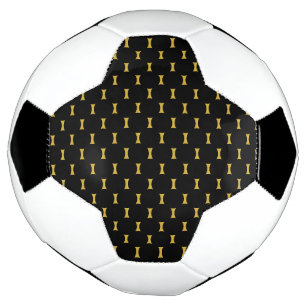 Ballon De Foot Noir uni avec style de marque or métallisé