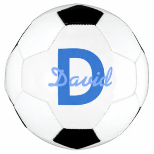 Ballon De Foot Nom bleu et monogramme