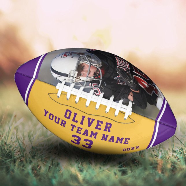 Ballon De Foot Nom de l'équipe Joueur Numéro Jaune Purple Bande P (Créateur téléchargé)