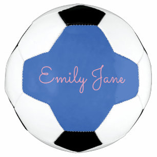 Ballon De Foot Nom de script bleu et rose personnalisé