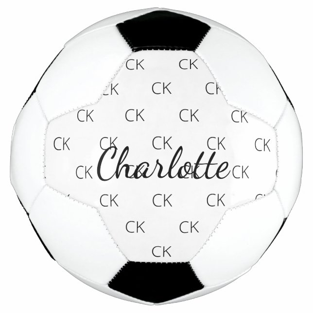 Ballon De Foot Nom des initiales du monogramme noir blanc (Devant)