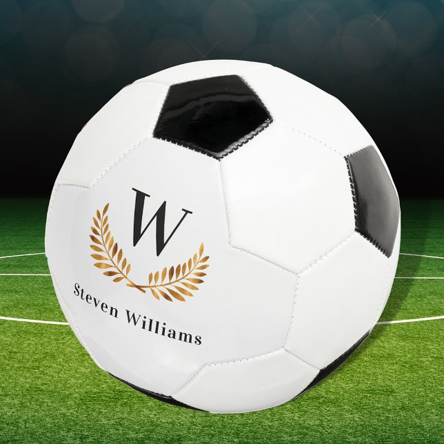 Ballon De Foot Nom du monogramme de couronne de couronne de lauré (Créateur téléchargé)