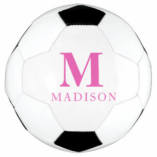 Ballon De Foot Nom du monogramme personnalisé rose chaud