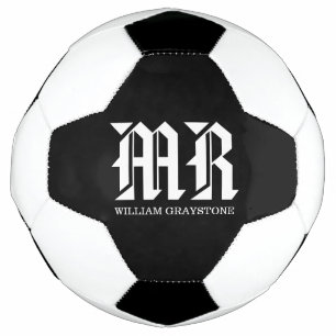 Ballon De Foot Nom noir et blanc Monogramme MR.