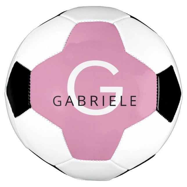 Ballon De Foot Nom personnalisé de la fille rose et lettre monogr (Tourné)