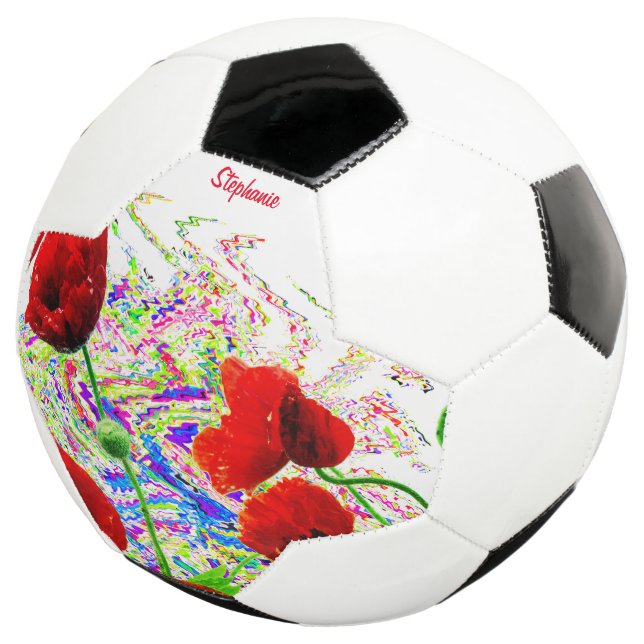 Ballon De Foot Nom personnalisé Fleurs de pavot floral Artsy colo (3/4)